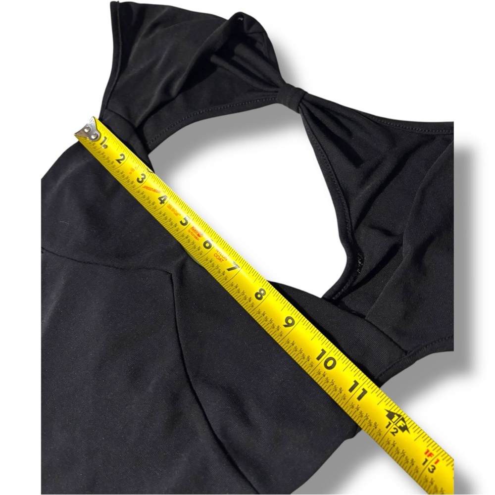Unbranded Chic Black Cutout Back Slim Fitting Stretchy Short Sleeve Top - Picture 7 of 10